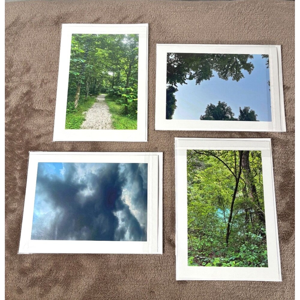 Set of 4 Handmade Nature Photo Greeting Cards 5x7 Blank Inside w/ Envelopes